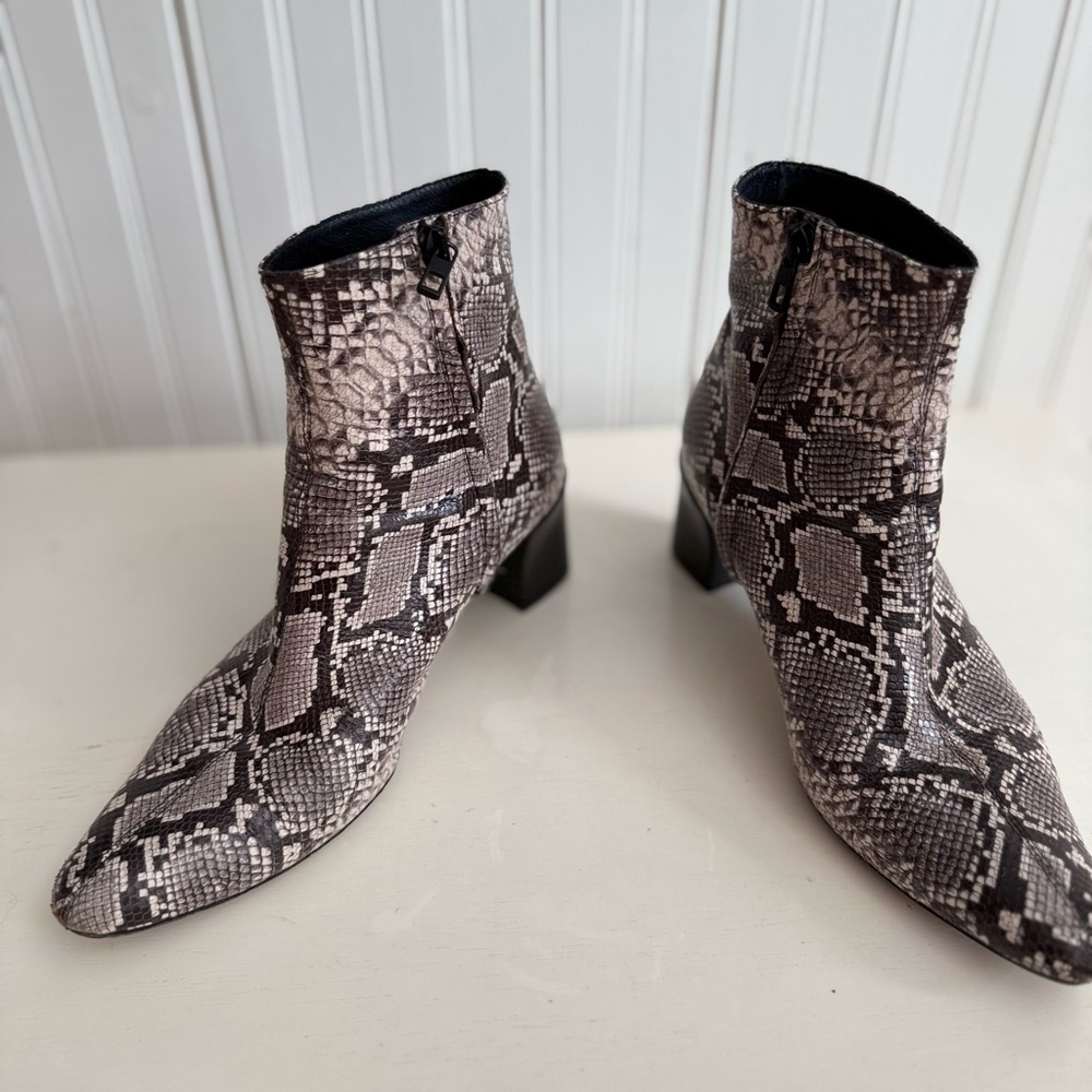 Vince Black and Gray Snakeskin Ankle Boots - Picture 3 of 4